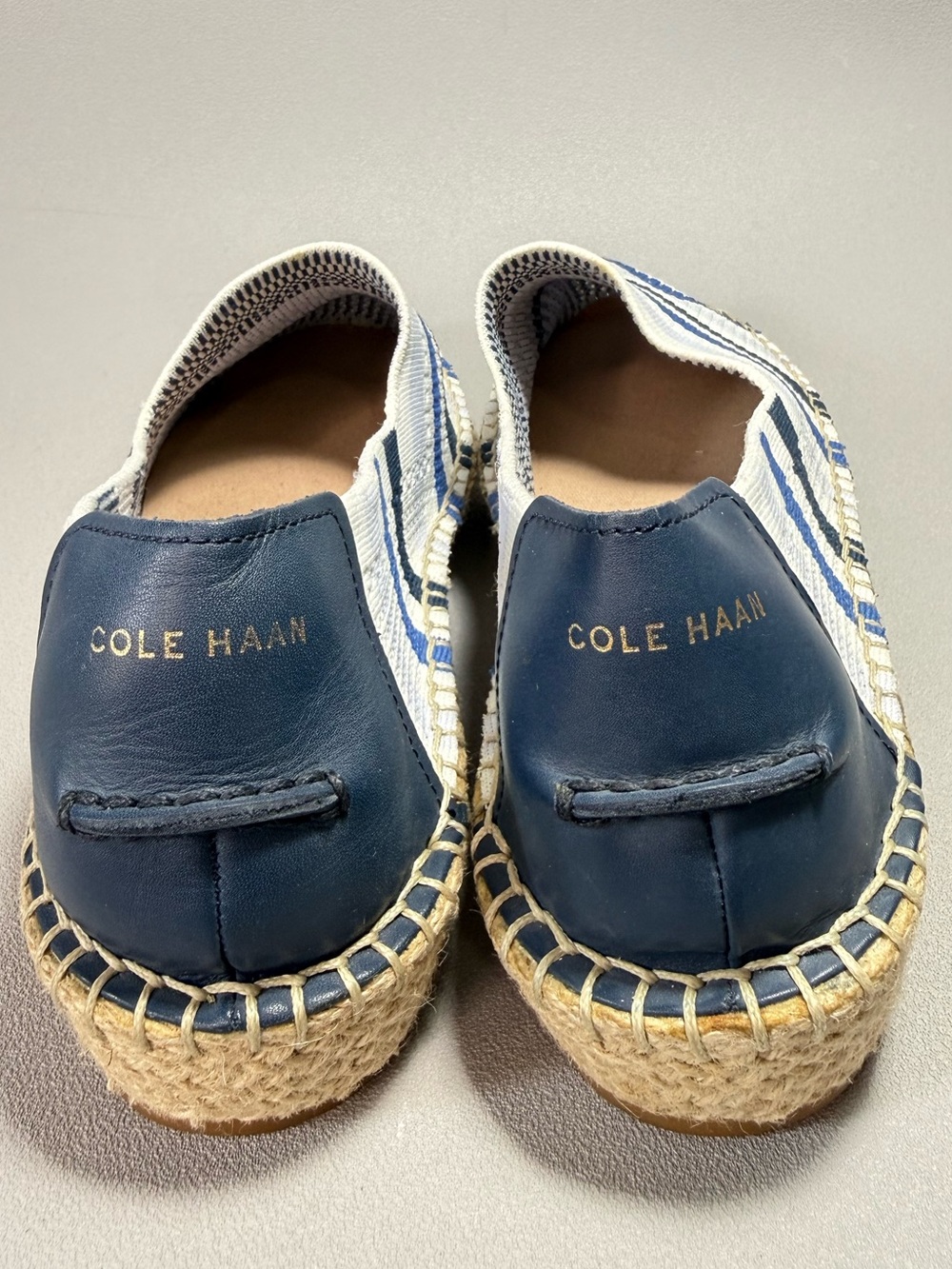 Cole Haan Blue & White Espadrille Slip-On Loafers NWOT - Picture 7 of 12